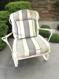 Pair of Vintage Russell Woodard Wrought Iron Patio Chair with Cushions