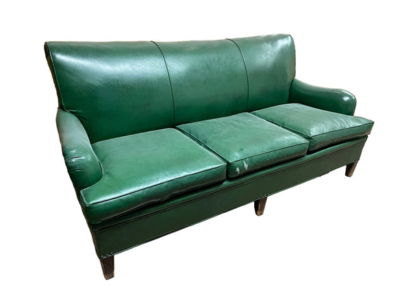 Vintage Green Leather Sofa
