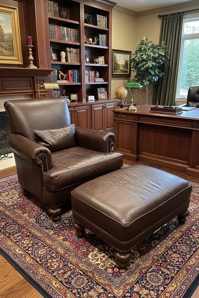 Old Hickory Tannery Leather Chair and Ottoman