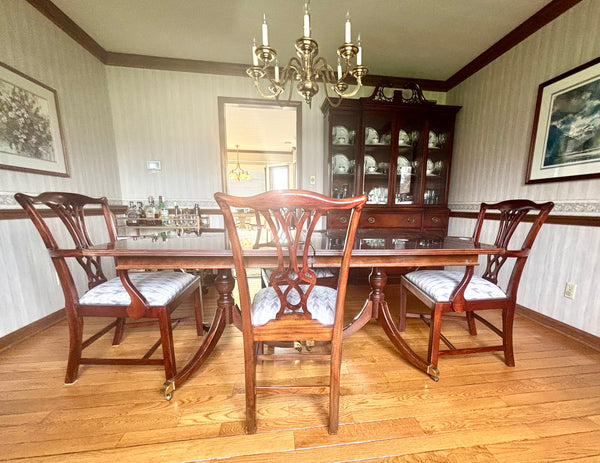 Antique Traditional Breakfront Mahogany China Cabinet