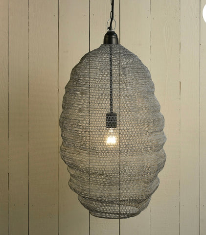 Pair of Large Distressed Gray Looped Wire Pendant by HomArt