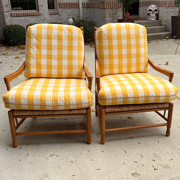 Pair of French Country Chairs with Rattan Seat