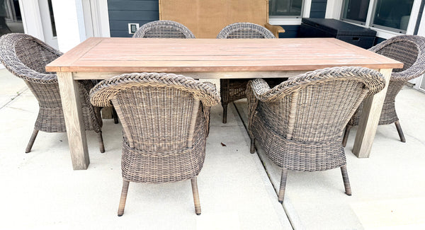 Set of 6 Pottery Barn Torrey Wicker Outdoor Dining Chairs
