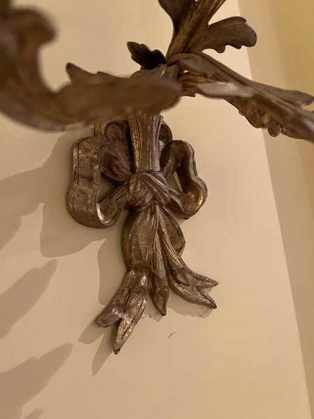 Pair of Louis XV Style Brass 4 Light Antique Sconces