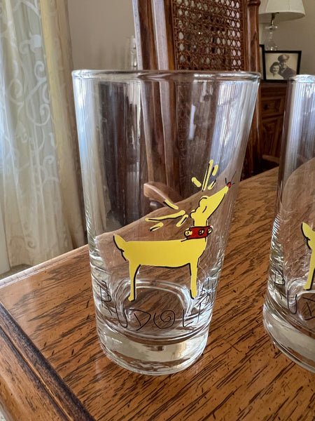 Set of 4 Pottey Barn Rudolf Water Glasses