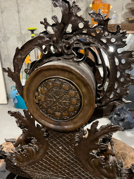 Antique Bronze Rococo Style Mantle Clock