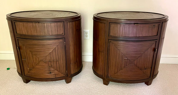 Pair of McGuire Faubourg Collection Oval Side Tables / Nightstands