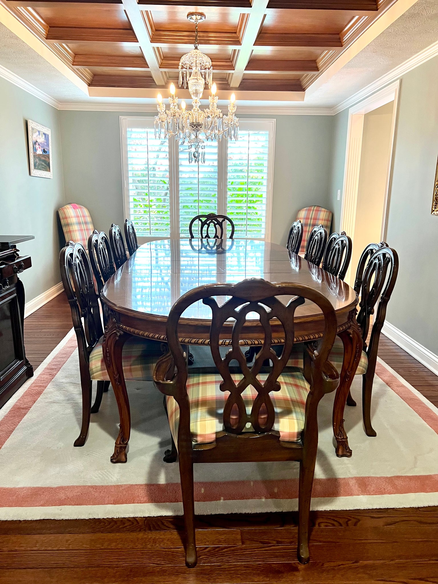 KARGES Burled Walnut Chippendale Dining Table