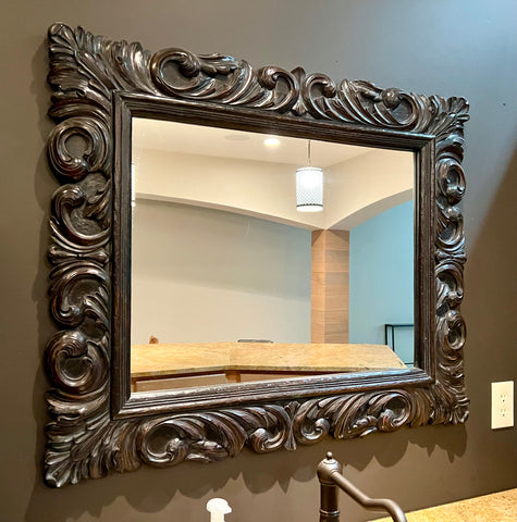 Crate & Barrel Carved Wood Wall Mirror