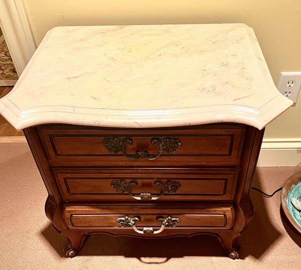Mont Blanc by Drexel Vintage Faux Marble Painted Nightstand