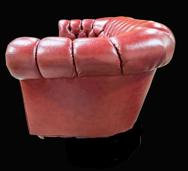 Flexsteel Chesterfield Red Leather Tufted Sofa