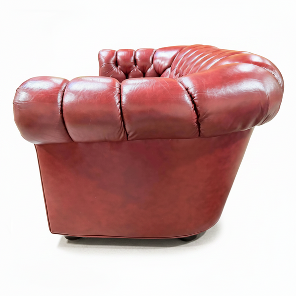 Flexsteel Chesterfield - Red Leather Tufted Sofa - 2 Available