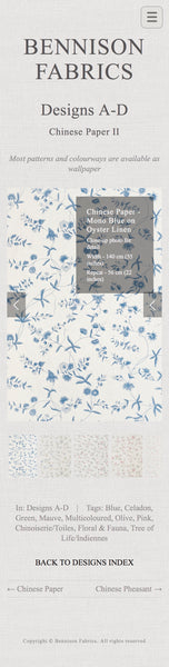 White Painted Queen Custom Bennison Fabric Headboard in Bennison Fabrics Chinese Paper II Fabric