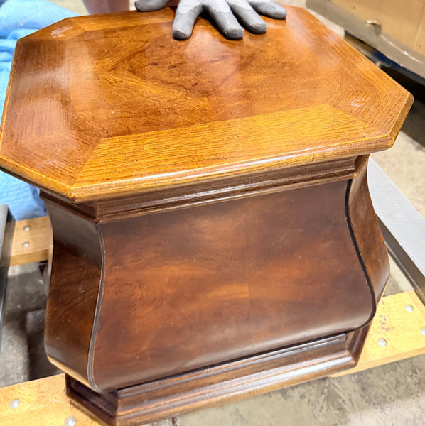 HENREDON Neoclassical Style Glass Top Pedestal Coffee Table