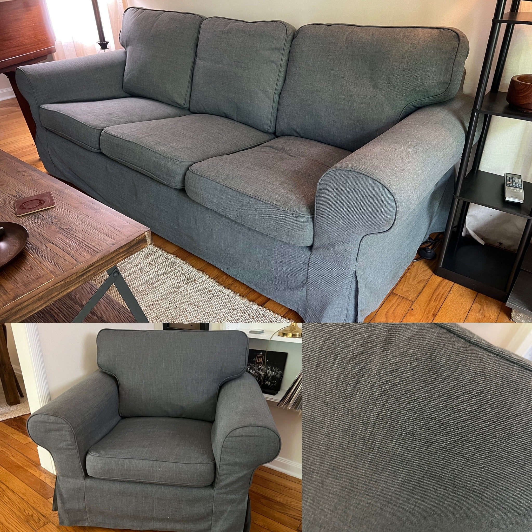 IKEA Ektorp 3 Seater Sofa and Chair With Washable Slipcovers
