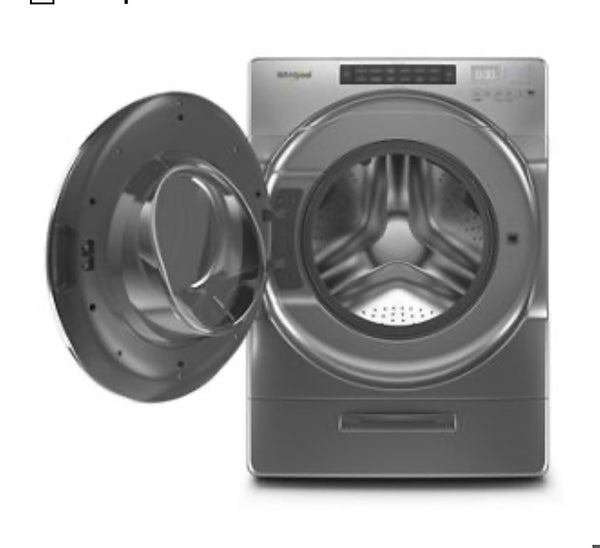 Whirlpool Chrome Shadow Electric Front Load Washer and Dryer Set with Pedestals