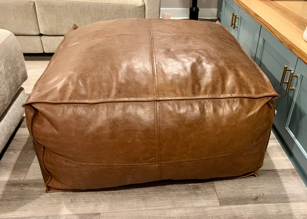 Square Leather Ottoman