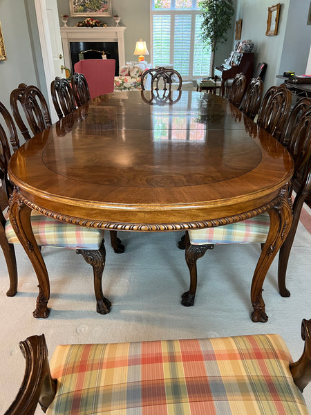 KARGES Burled Walnut Chippendale Dining Table