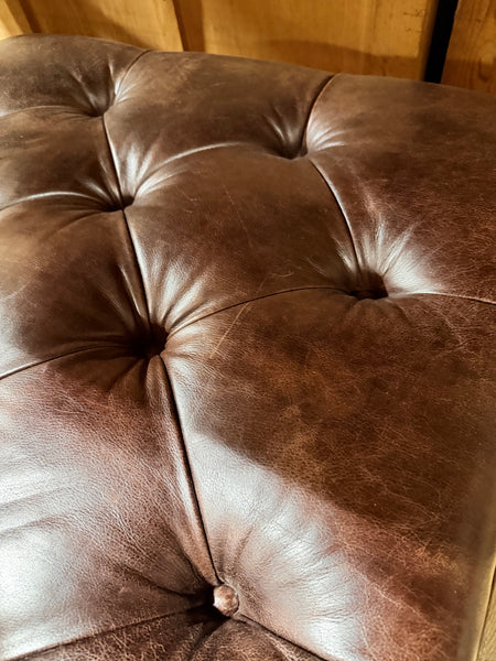 Leather Tufted Ottoman
