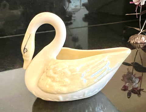 Belleek Swan Trinket Dish Porcelain Figurine