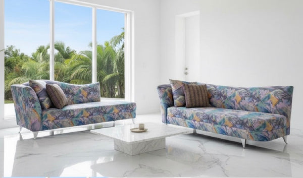 Pair of Vintage 1980s Postmodern Sculptural Sofa & Chaise Wieman / Kagan Style