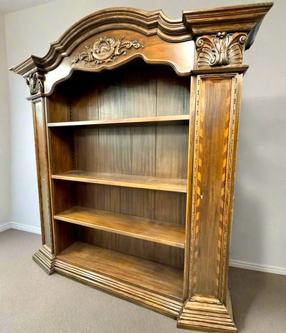 HEKMAN Hand Carved Oak Oversized Bookcase