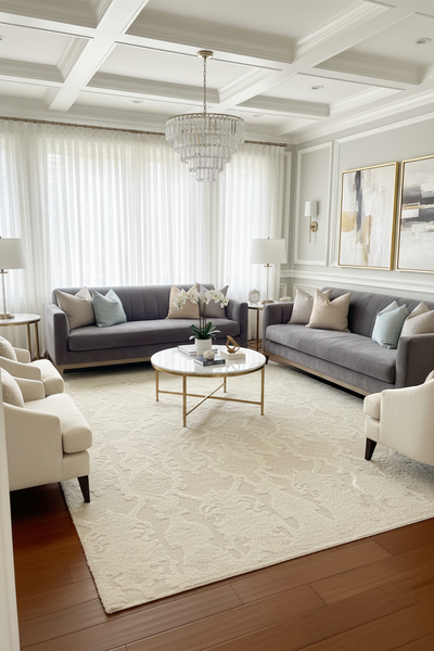 RESTORATION HARDWARE - Scala Damask 9' x 12' Ivory Area Rug