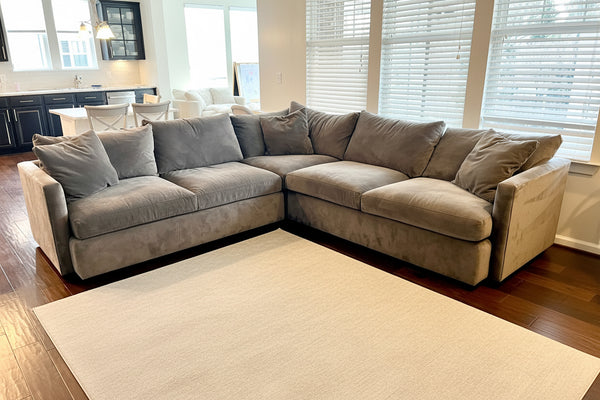 Crate and Barrel Axis Gray 3 Piece L-Shaped Sectional Sofa