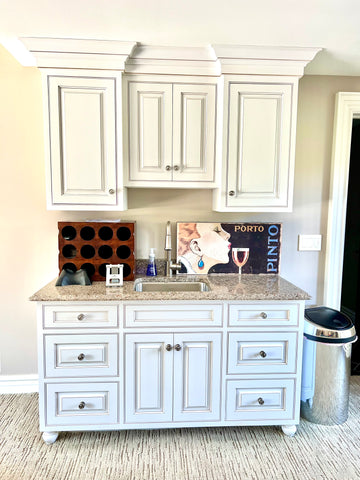 Built in 2 Piece Wet Bar with Granite Top and Sink