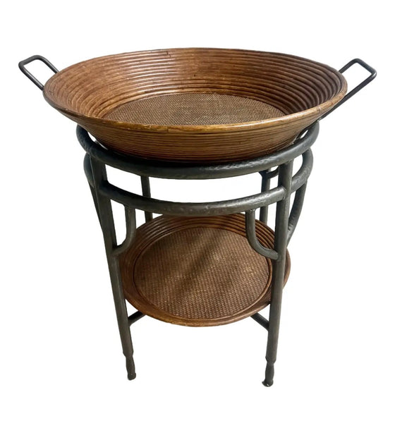 Vintage Gabriella Crespi Style Split Reed Rattan Tray Table