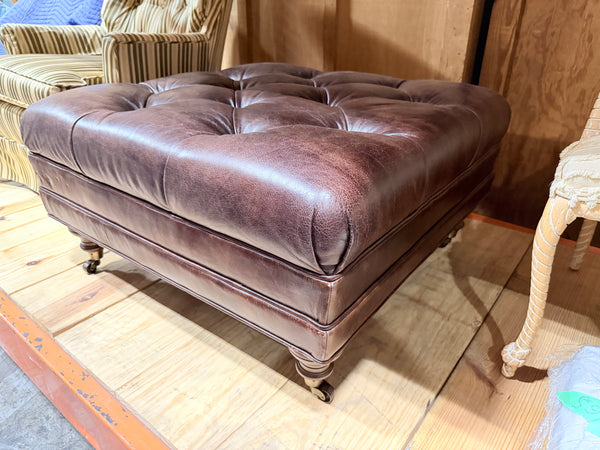 Leather Tufted Ottoman