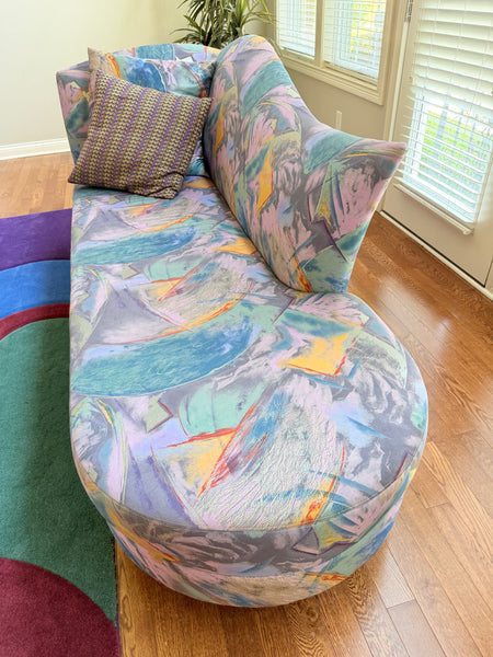 Pair of Vintage 1980s Postmodern Sculptural Sofa & Chaise Wieman / Kagan Style