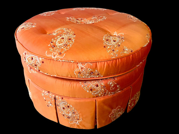 Round Silk Tufted Ottoman