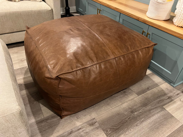 Square Leather Ottoman