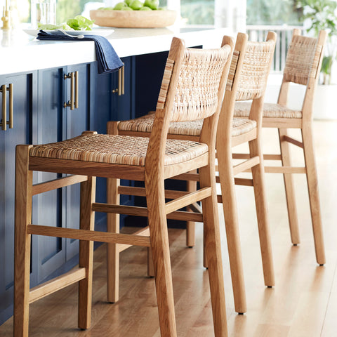 Set of 3 Williams Sonoma Sullivan Woven Counter Stools