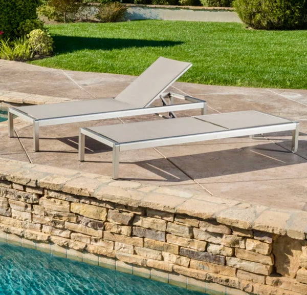 Pair of Caggiano Metal Chaise Loungers