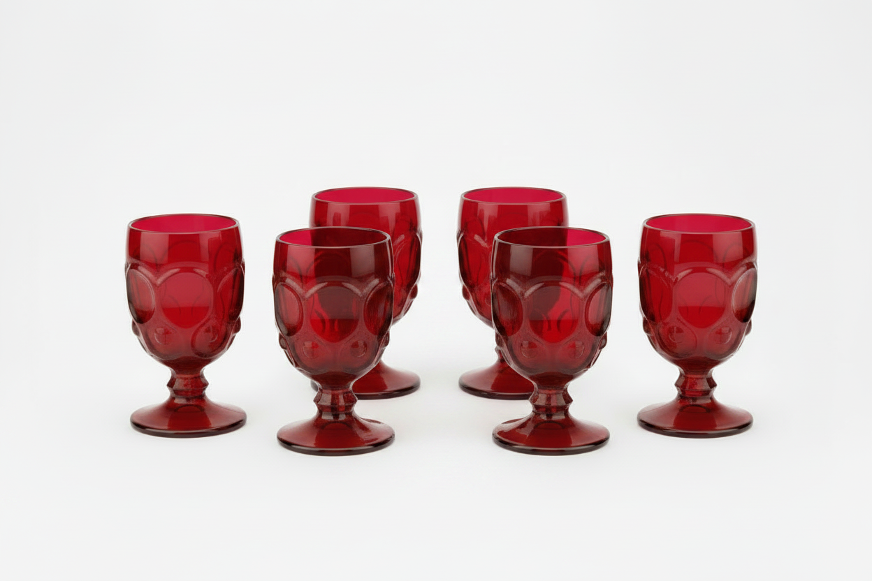 Set of 6 Moon and Star Red Water Goblets by Smith Glass – KLM