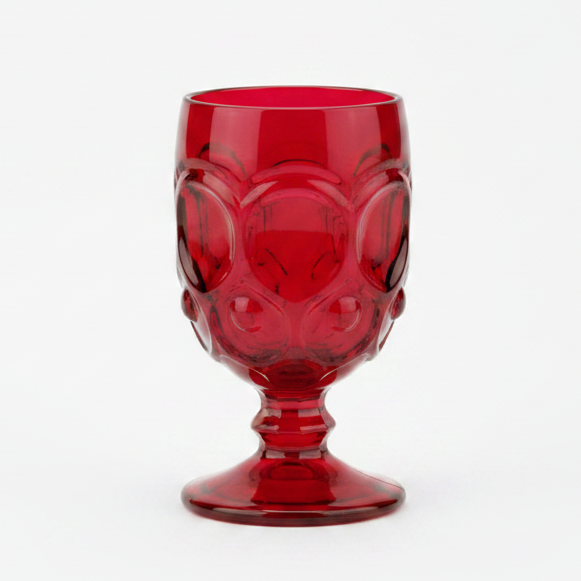 Set of 6 Moon and Star Red Water Goblets by Smith Glass