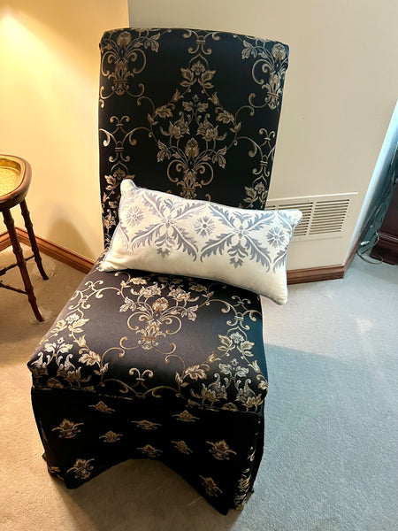Pair of Silk Damask Parsons Chairs