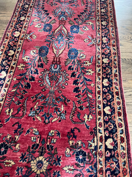 Antique Handmade 9' Lilihan Style Runner Rug