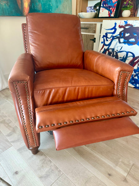 HULALA HOME Leather Classic Push Back Manual Recliner Armchair