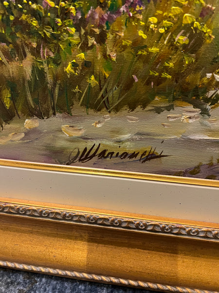Pair of Custom Framed Italian Oil on Canvas Tuscany Paintings