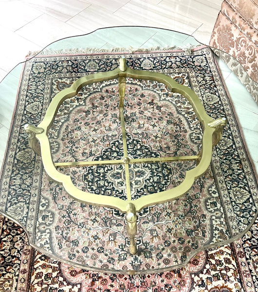 La Barge Vintage Brass and Glass Coffee Table