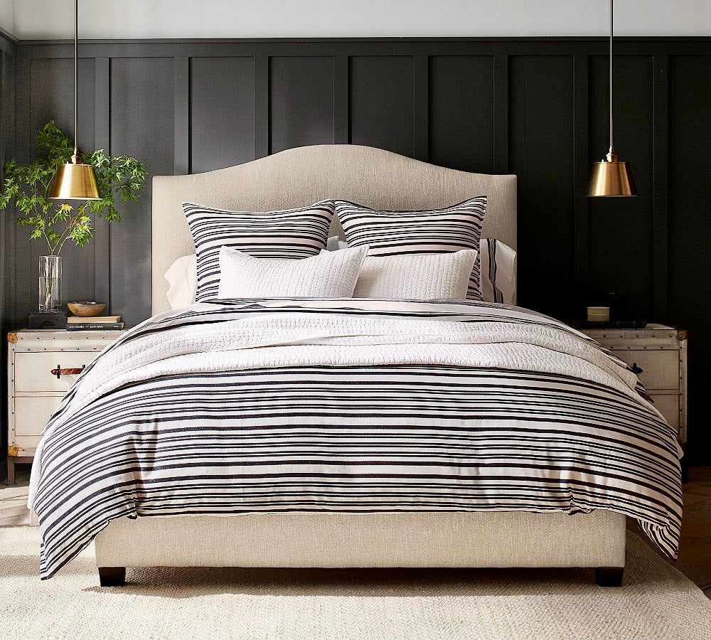 Pottery Barn Raleigh Ca King Curved Upholstered Storage Bed