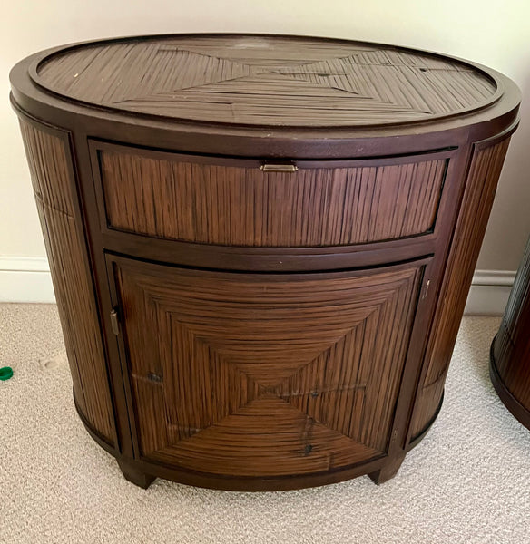 Pair of McGuire Faubourg Collection Oval Side Tables / Nightstands
