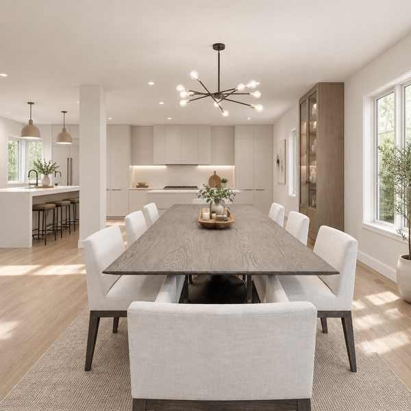 RESTORATION HARDWARE Aero Rectangular Dining Table and 8 Morgan Dining Chairs