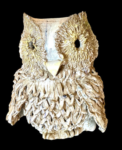 Ceramic Carved Barn Owl by Dennis Arakellan