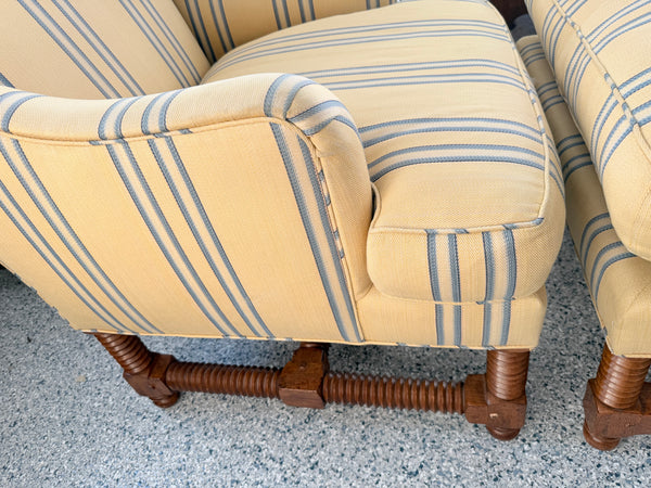 Rose Tarlow Melrose House Custom Tuscany Bergere Chair and Ottoman