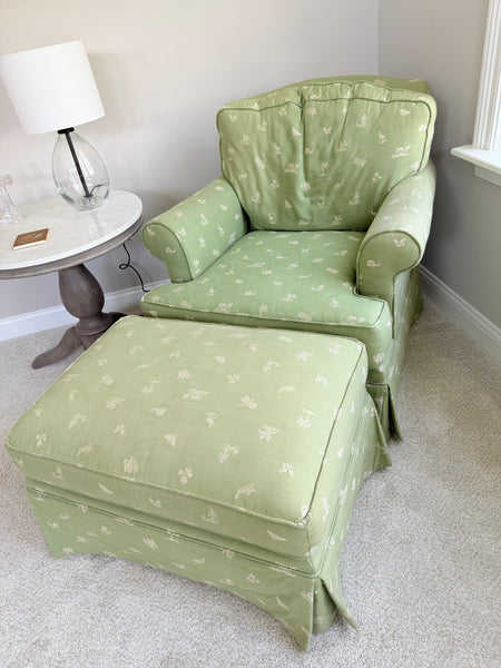 PEARSON Green Chair and Ottoman