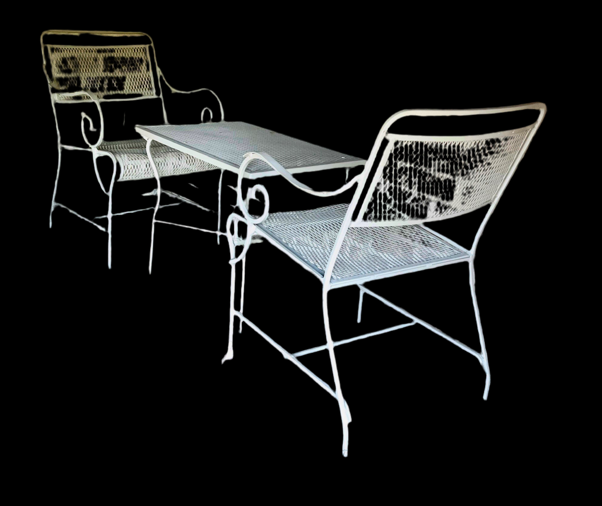 Vintage Woodard Patio Tea Table and 2 Chairs